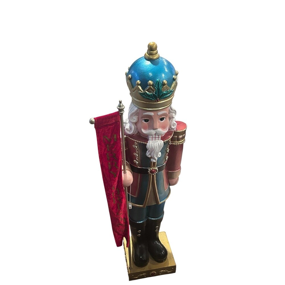 D.A.K. Industrial 38" Tall  Nutcracker Merry Christmas Flag With Led Lights